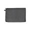 Dunkelgraue Reißverschlusstasche, rechteckig, mit Lasche.