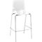 White bar stool with backrest and chrome frame.