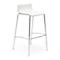 White bar stool with chrome legs on a white background.