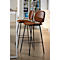 Barhocker Vintage, mit Lehne, Stahlbeine, Sitzhöhe 760 mm, 2 Stk., B 430 x T 510 x H 1080 mm, Kunstleder, braun