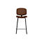 Barhocker Vintage, mit Lehne, Stahlbeine, Sitzhöhe 760 mm, 2 Stk., B 430 x T 510 x H 1080 mm, Kunstleder, braun