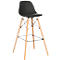Barkruk STEELWOOD, kunststof, met houten poten, zitkussen, zithoogte 740 mm, 2 stuks, zwart