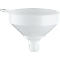 White funnel with handle, perspective view.