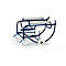 Blue paper roll cart with silver rollers, white wheels on white background.