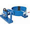 Blue drum tilting device, metal construction, chain, lever, tilting frame.