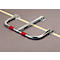 Barrière de parking Mottez B307C, pliable, verrouillable, verrouillage automatique, avec 2 bandes de marquage rouges, montage au sol, tube en acier, argent-rouge