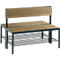 Basic Plus bank, 2-zijdig, met rugleuning en schoenenrek, 4-poots frame zwartgrijs RAL 7021, B 1000 mm, eiken Ser.