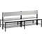 Basic Plus bank, 2-zijdig, met rugleuning en schoenenrek, 4-poots frame zwartgrijs RAL 7021, B 1960 mm, decor zilvergrijs