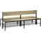 Basic Plus bank, 2-zijdig, met rugleuning en schoenenrek, 4-poots frame zwartgrijs RAL 7021, B 1960 mm, eiken Ser.