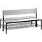 Basic Plus bank, 2-zijdig, met rugleuning &amp; schoenenrek, 4-poots frame zwartgrijs RAL 7021, B 1500 mm, decor zilvergrijs