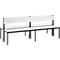 Basic Plus bank, 2-zijdig, rugleuning, zonder schoenenrek, 4-poots frame zwart grijs RAL 7021, B 1960 mm, decor wit