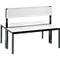 Basic Plus bank, 2-zijdig, rugleuning, zonder schoenenrek, 4-poots frame zwartgrijs RAL 7021, B 1000 mm, decor wit
