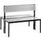 Basic Plus bank, 2-zijdig, rugleuning, zonder schoenenrek, 4-poots frame zwartgrijs RAL 7021, B 1000 mm, decor zilvergrijs