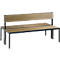 Basic Plus bank, 2-zijdig, rugleuning, zonder schoenenrek, 4-poots frame zwartgrijs RAL 7021, B 1500 mm, decor zilvergrijs