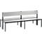 Basic Plus bank, 2-zijdig, rugleuning, zonder schoenenrek, 4-poots frame zwartgrijs RAL 7021, B 1960 mm, decor zilvergrijs