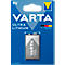9V Varta Ultra Lithium Batterie. Blauer Hintergrund mit Text und Logo. Batterien Hersteller seit 1887.