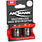 Packaging with two 9V batteries for smoke detectors. Printed: "ANSMANN SMOKE DETECTOR BATTERY".