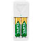 Batterijlader Varta Mini, 2x AA/AAA, laadtijd 4,5 h, EU-stekker, 100-240 h, incl. 2 AA-batterijen, B 43 x D 63 x H 103 mm, wit