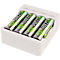 Batterijlader voor batterijen Ansmann Basic IV, voor 1-4x AA/AAA, USB-ingang incl. kabel, incl. 4x AA-batterijen, B 75 × D 66 × H 25,2 mm, wit