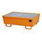 BAUER AM-2 opvangbak, met rooster, staal, 225 l, B 1200 x D 800 x H 415 mm, oranje