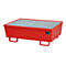 BAUER AM-2 opvangbak, met rooster, staal, 225 l, B 1200 x D 800 x H 415 mm, rood