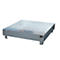 Square, galvanized steel tray on four short feet.
