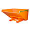 Oranje kantelcontainer voor de industrie. Met geelzwarte waarschuwingsstrepen.