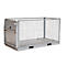 Metalen gaascontainer, rechthoekig, met zijopening en gaaswanden.