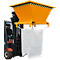 Bauer SBT Trémie de remplissage, tôle d'acier, pieds de support, pattes d'entrée, peinte, L 1320 x l 1710 x H 990 mm, jaune-orange RAL 2000