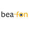 Das Firmenlogo von bea-fon in grauer und gelber Schrift auf weißem Hintergrund.