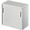Beistellschrank TETRIS SOLID, 2 OH, in Schreibtischhöhe, B 800 mm, 25 mm Abdeckplatte, lichtgrau/weißalu
