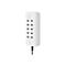 Weißer Belkin USB-Ladegerät-Hub mit 10 Anschlüssen. Der Hub steht aufrecht, ein schwarzes Kabel hängt heraus. Der grüne Power-Punkt ist sichtbar.
