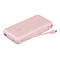 Batterie externe Belkin rose clair avec 30W, câble intégré et ports USB.
