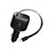 Chargeur de voiture noir avec ports USB et USB-C, marque Belkin. Câble inclus.