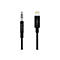 Câble audio noir Belkin : prise jack et connecteur Lightning.