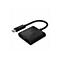 Adaptateur USB-C vers HDMI noir de Belkin. Le produit possède un port HDMI, une prise USB-C et le logo Belkin.
