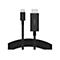 Un câble HDMI noir avec connecteur USB-C, logo Belkin.