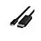 Gros plan d'un câble Belkin USB-C vers DisplayPort noir. Le câble a un connecteur USB-C à une extrémité et un connecteur DisplayPort à l'autre extrémité. Le logo Belkin est visible.