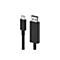 Câble Belkin noir avec connecteurs USB-C et DisplayPort. Le fond est blanc.