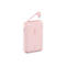 Batterie externe Belkin rose clair avec câble de chargement attaché.