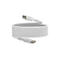 Câble USB-C blanc, enroulé, sur fond blanc. Connecteurs aux deux extrémités.