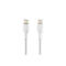 Deux câbles USB-C blancs côte à côte, avec des cordons tressés et des connecteurs lisses.