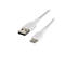 Câble USB-C blanc Belkin, avec enveloppe en tissu.