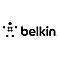 Schwarzes Logo der Marke Belkin auf weißem Grund mit stilisierter Menschenfigur aus Punkten.
