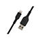 Schwarzes Ladekabel mit Lightning- und USB-Anschluss, Belkin-Logo.