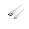 Weißes Belkin USB-A auf Lightning Ladekabel vor weißem Hintergrund.