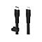 Zwei schwarze Ladekabel: USB-C-Stecker und Lightning-Stecker. Beide haben das Belkin-Logo.