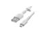 Weißes Lightning-Kabel von Belkin, USB-A Stecker und Lightning Anschluss.
