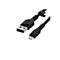 Schwarzes Ladekabel von Belkin. USB-Stecker, Lightning-Stecker. Gummierte Kabel mit Halterung.