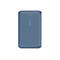 Batterie externe Belkin bleue avec quatre points indicateurs de charge et impression 20W.